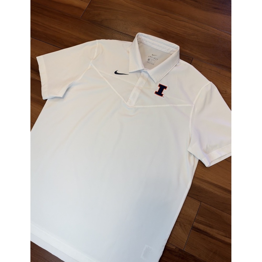 Illinois Fighting Illini Nike Dri-Fit Polo Shirt White NCAA Football Men's Large